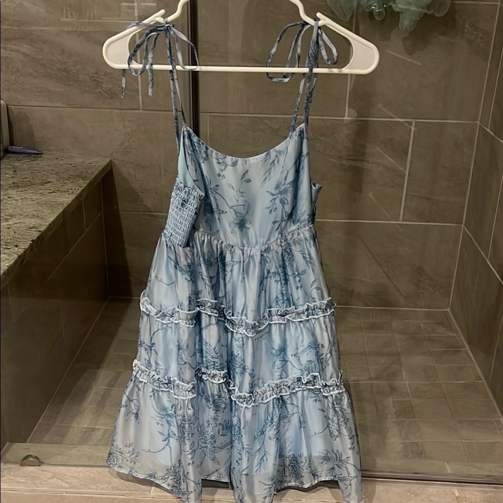 Blue Ruffled Tiered Mini Dress